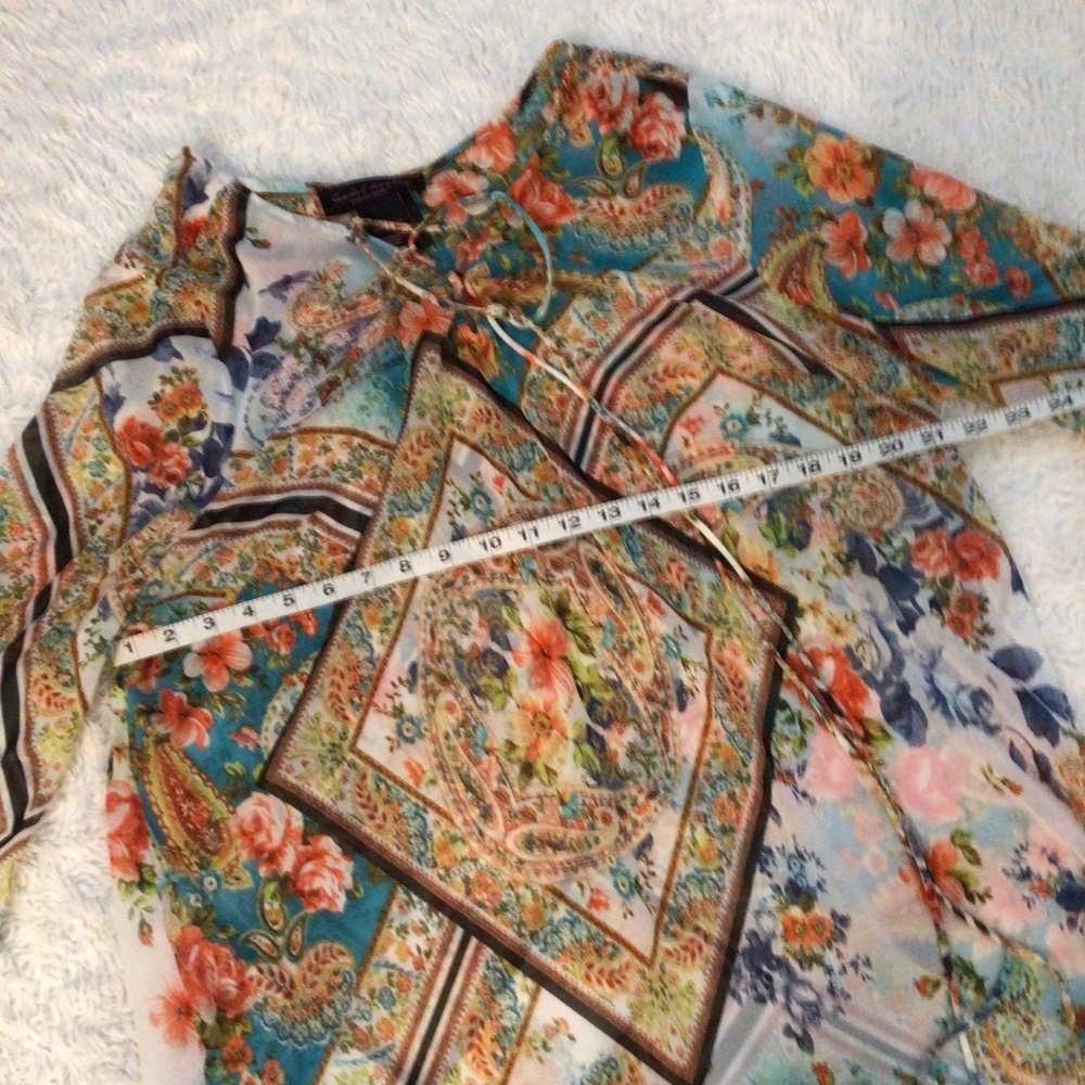 Isabel Hayley Sheer Floral Boho Blouse - Picture 8 of 10